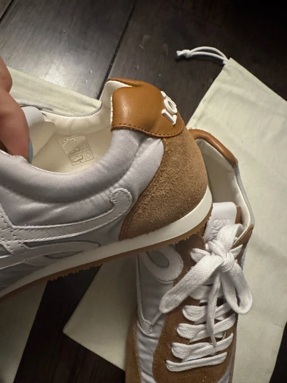 Loewe Ballet Runner 2.0 Sneakers Tennis Shoes size 38 NIB $890 Brown White Gray